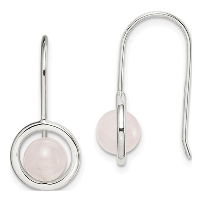 Sterling Silver Pink Chalcedony Circle Dangle Earrings