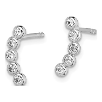 Sterling Silver CZ Curved Dangle Earrings – view 3