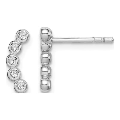 Sterling Silver CZ Curved Dangle Earrings