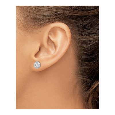Sterling Silver Round CZ Knot Stud Earrings – view 4