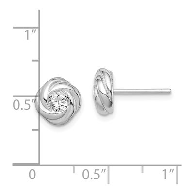 Sterling Silver Round CZ Knot Stud Earrings – view 5
