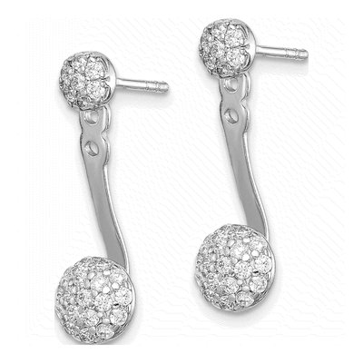 Sterling Silver CZ Dangle Earrings – view 3