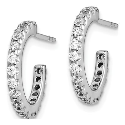 Sterling Silver 17mm CZ J- Hoop Earrings – view 3