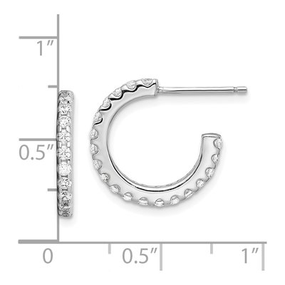 Sterling Silver 17mm CZ J- Hoop Earrings – view 5