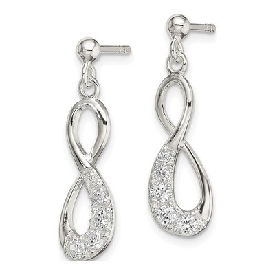 Sterling Silver CZ Infinity Loop Dangle Earrings – view 3