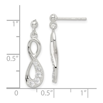 Sterling Silver CZ Infinity Loop Dangle Earrings – view 5