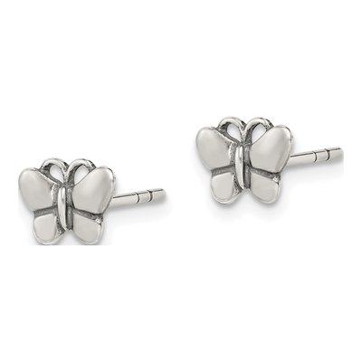 Sterling Silver Oxidized Butterfly Stud Earrings – view 3