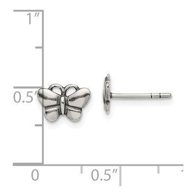 Sterling Silver Oxidized Butterfly Stud Earrings – view 5