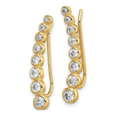 Gold-Plated Sterling Silver CZ Ear Climber Threader Earrings – view 3