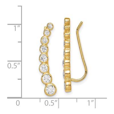 Gold-Plated Sterling Silver CZ Ear Climber Threader Earrings – view 5