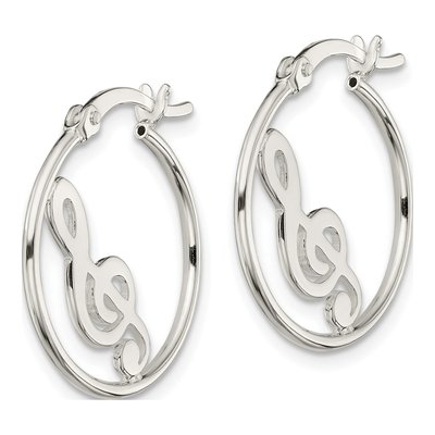 Sterling Silver 22mm Music Note Hoop Earrings – view 3