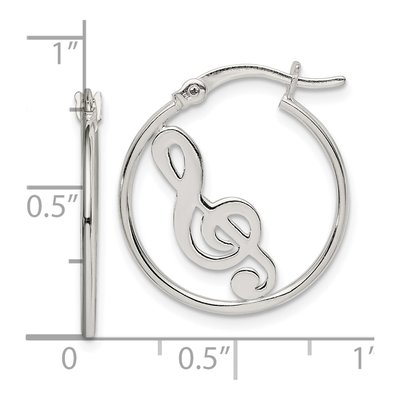 Sterling Silver 22mm Music Note Hoop Earrings – view 5