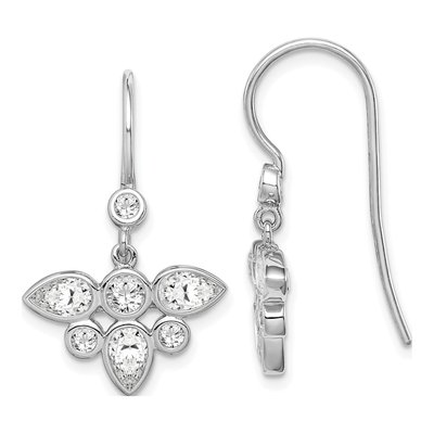 Sterling Silver CZ Dangle Earrings