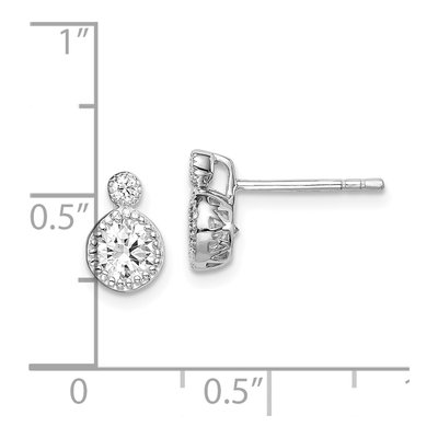 Sterling Silver 4mm Round CZ Double Circle Stud Earrings – view 5