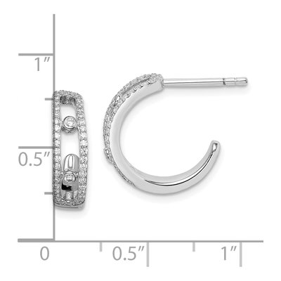 Sterling Silver CZ J- Hoop Earrings – view 4
