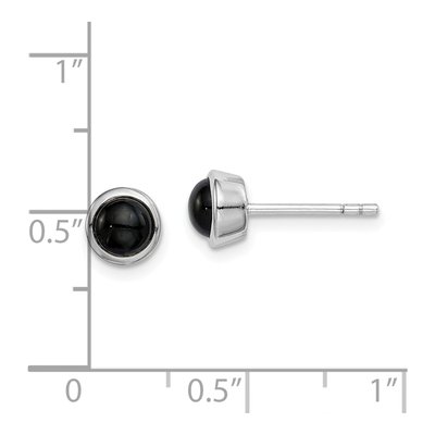 Sterling Silver 5mm Round Onyx Bezel Stud Earrings – view 6
