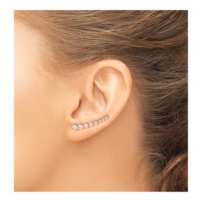 Rose Gold-Plated Sterling Silver CZ Ear Climber Threader Earrings – view 4