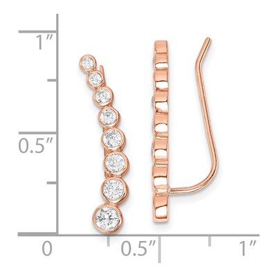 Rose Gold-Plated Sterling Silver CZ Ear Climber Threader Earrings – view 5