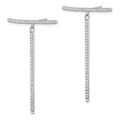 Sterling Silver CZ Bar Dangle Earrings – view 3