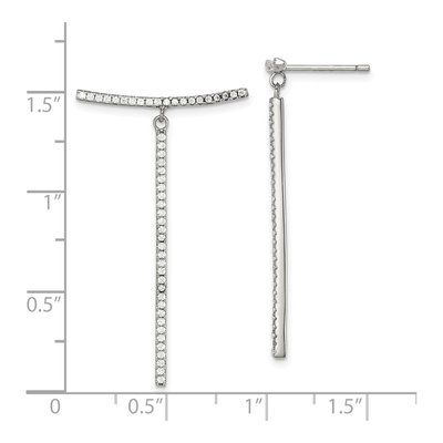 Sterling Silver CZ Bar Dangle Earrings – view 5