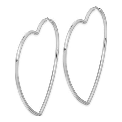 Sterling Silver 59mm Heart Hoop Earrings – view 3