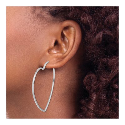 Sterling Silver 59mm Heart Hoop Earrings – view 4