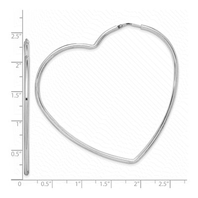 Sterling Silver 59mm Heart Hoop Earrings – view 5