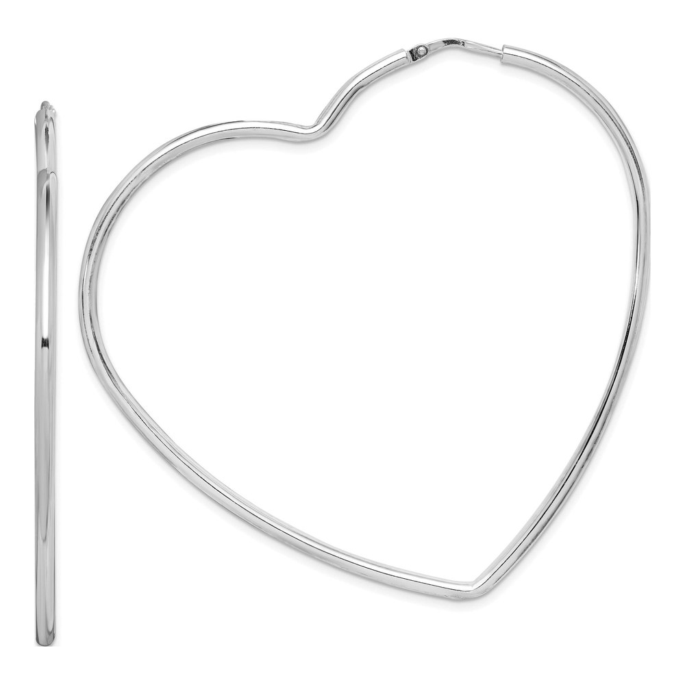 Sterling Silver 59mm Heart Hoop Earrings