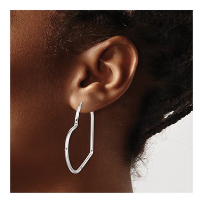 Sterling Silver 46mm Heart Hoop Earrings – view 4