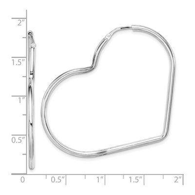 Sterling Silver 46mm Heart Hoop Earrings – view 5