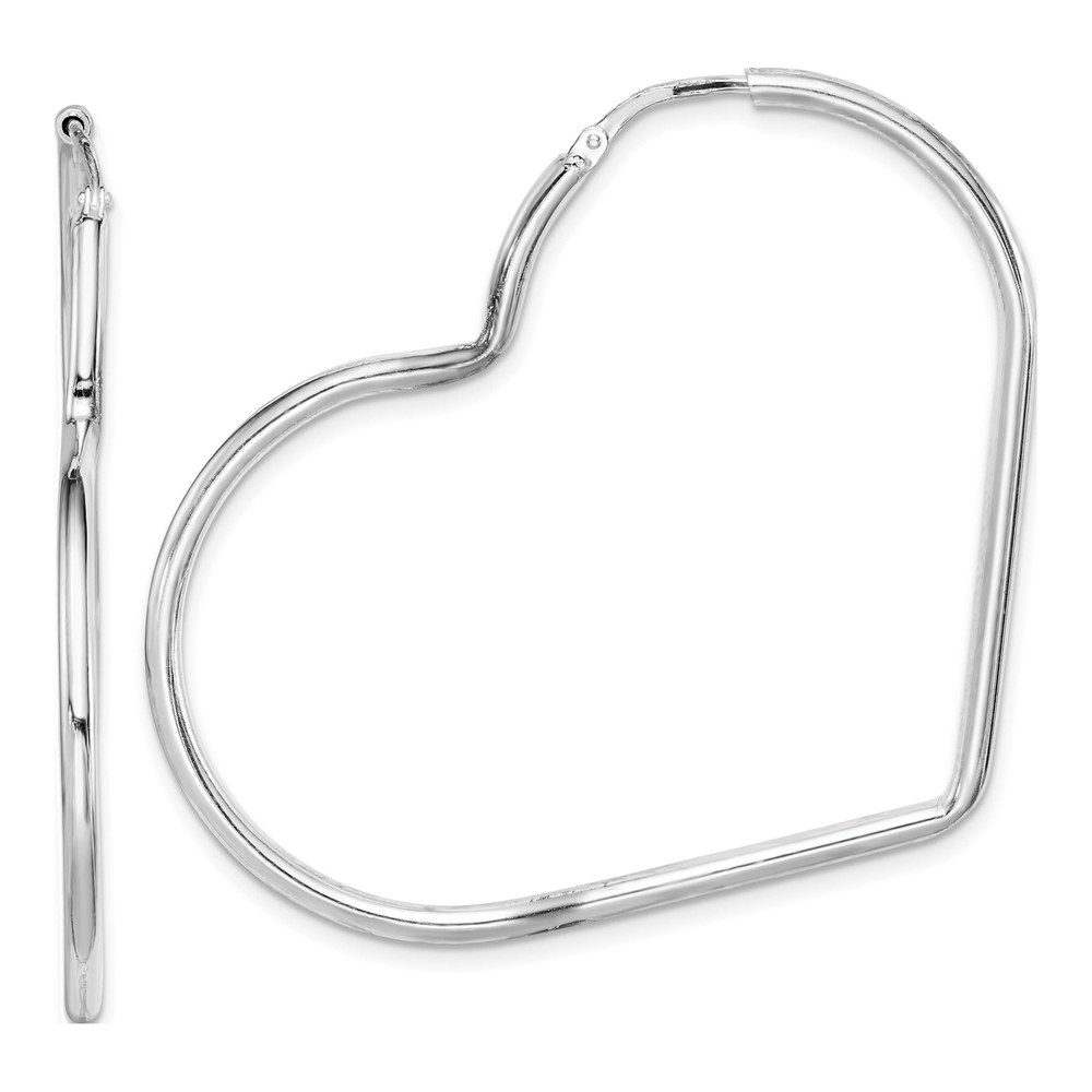 Sterling Silver 46mm Heart Hoop Earrings