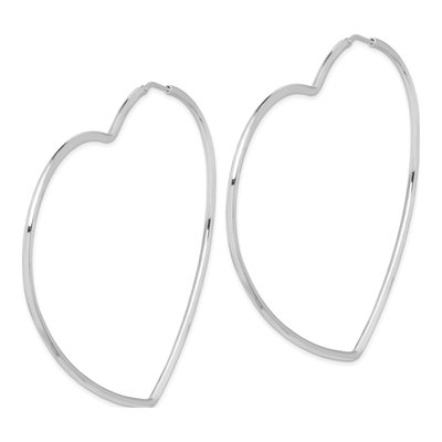 Sterling Silver 72mm Heart Hoop Earrings – view 3