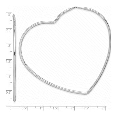 Sterling Silver 72mm Heart Hoop Earrings – view 5