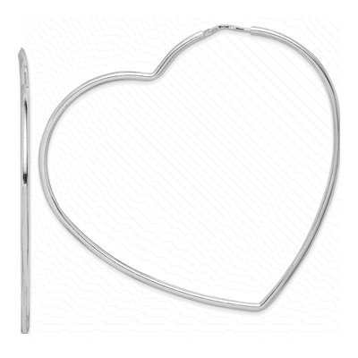 Sterling Silver 72mm Heart Hoop Earrings