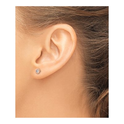 Rose Gold-Plated Sterling Silver 4mm Round CZ Button Stud Earrings – view 4