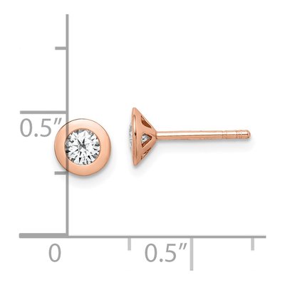 Rose Gold-Plated Sterling Silver 4mm Round CZ Button Stud Earrings – view 5
