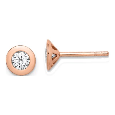 Rose Gold-Plated Sterling Silver 4mm Round CZ Button Stud Earrings