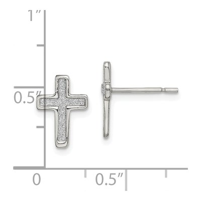 Sterling Silver Glitter Cross Stud Earrings – view 5