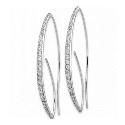 Sterling Silver CZ Threader Earrings – view 3