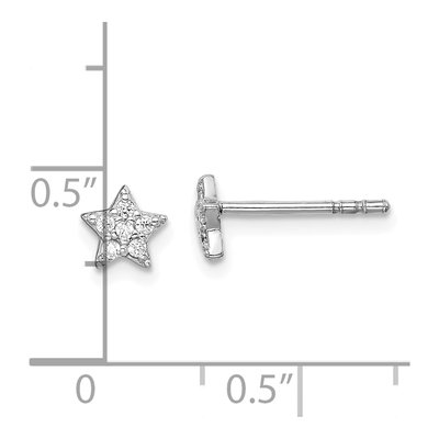 Sterling Silver Round CZ Star Stud Earrings – view 6