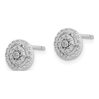 Sterling Silver 2.5mm Round Diamond Circle Stud Earrings – view 3