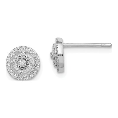 Sterling Silver 2.5mm Round Diamond Circle Stud Earrings