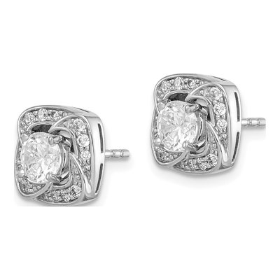 Sterling Silver Round CZ Stud Earrings – view 3