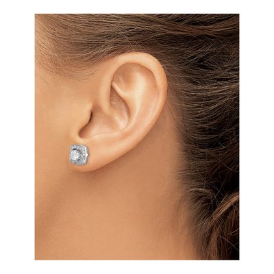 Sterling Silver Round CZ Stud Earrings – view 4