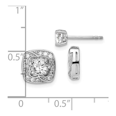 Sterling Silver Round CZ Stud Earrings – view 5
