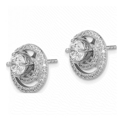 Sterling Silver Round CZ Swirl Jacket Stud Earrings – view 3