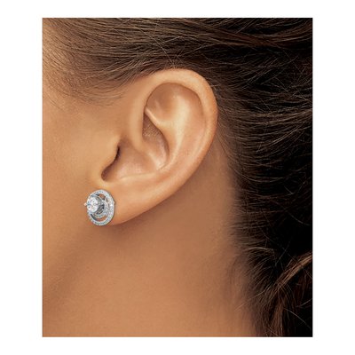 Sterling Silver Round CZ Swirl Jacket Stud Earrings – view 4