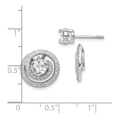 Sterling Silver Round CZ Swirl Jacket Stud Earrings – view 5
