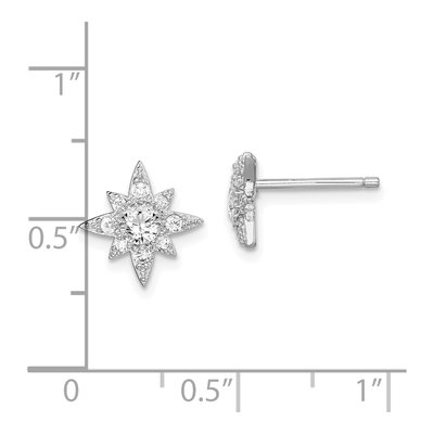 Sterling Silver Round CZ Star Stud Earrings – view 5