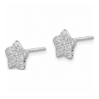 Sterling Silver CZ Star Stud Earrings – view 3